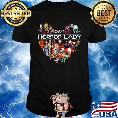 Halloween crazy horror lady heart shirt