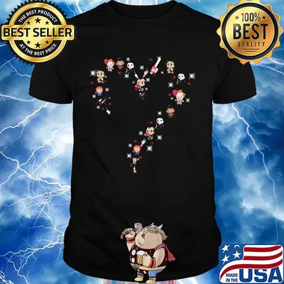 Halloween horror characters chibi heart shirt