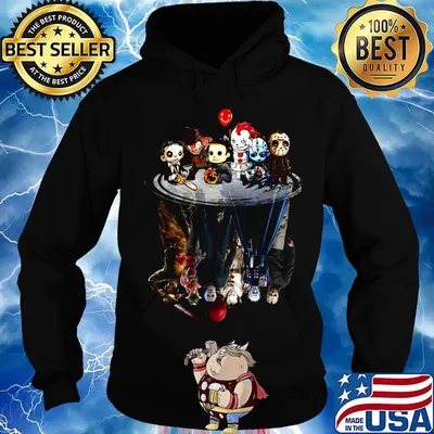 Halloween horror characters chibi water reflection s Hoodie