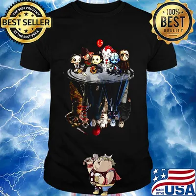 Halloween horror characters chibi water reflection shirt