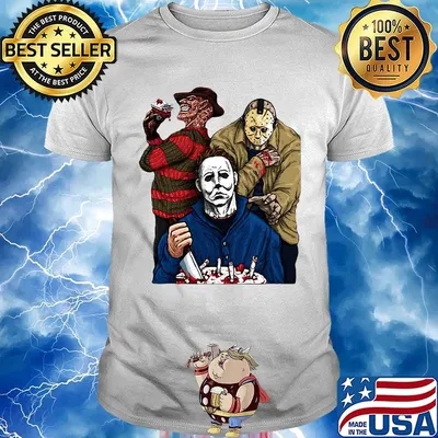 Halloween horror characters freddy krueger jason voorhees and michael myers shirt