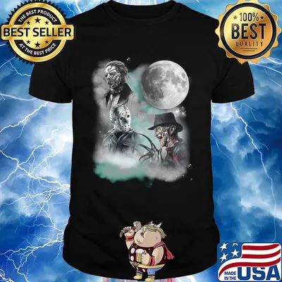 Halloween horror characters moon star shirt