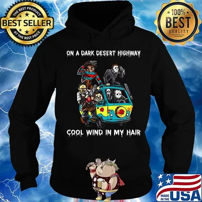 Halloween horror characters on a dark desert highway cool wind in my hair s Hoodie