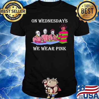 Halloween horror characters on wednesdays we wear pink shirt