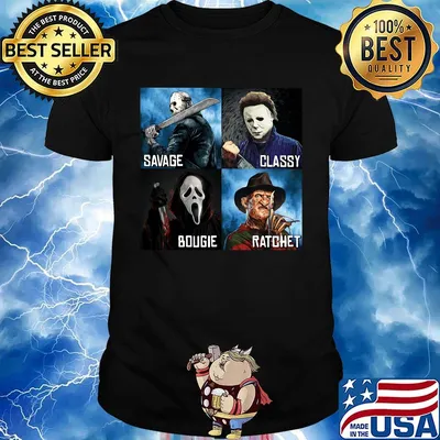 Halloween horror characters savage classy bougie ratchet art shirt