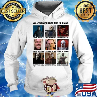 Halloween horror characters what women look for in a man s Hoodie