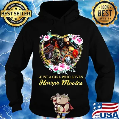 Halloween just a girl who loves horror movies flowers heart black s Hoodie