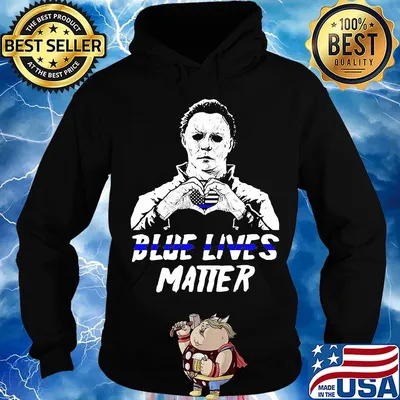 Halloween michael myers blue lives matter heart american flag independence day s Hoodie
