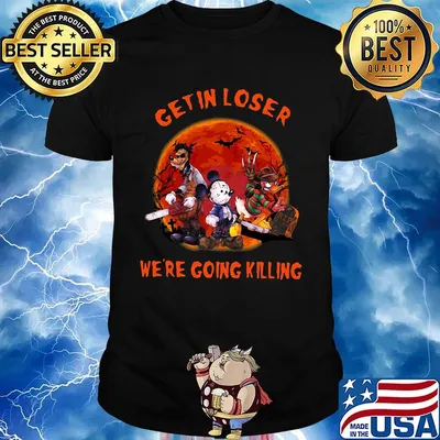 Halloween mickey mouse horror characters get in loser we're going killing sunset shirt
