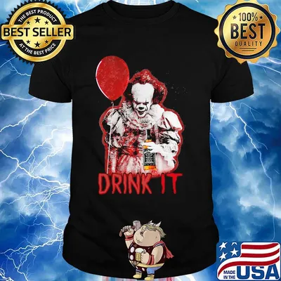 Halloween pennywise holding balloon and wine drink it shirt