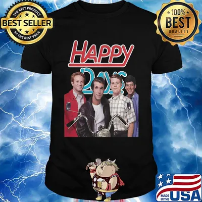 Happy days characters motorbike retro shirt