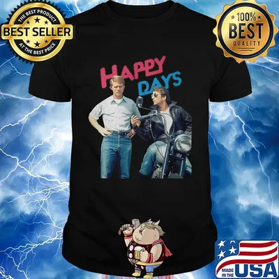 Happy days motorbike characters retro shirt