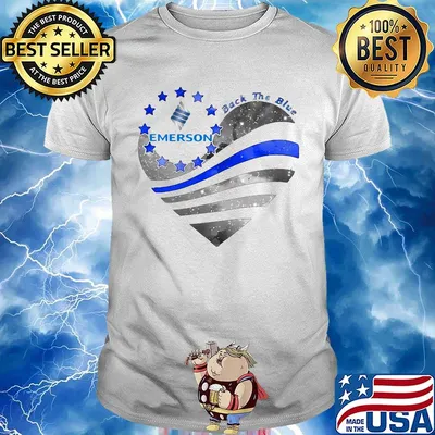 Heart emerson logo back the blue american flag happy independence day shirt