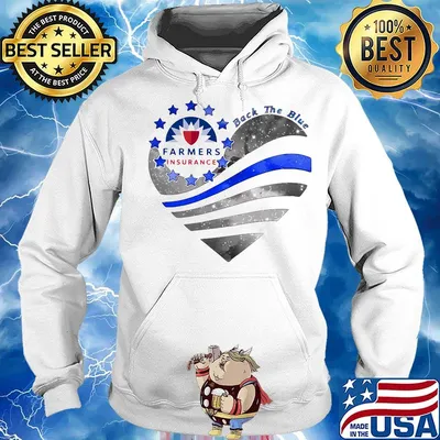 Heart farmers insurance logo american flag happy independence day s Hoodie