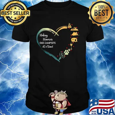 Heart making memories one campsite at a time flip-flop paw wine camping mountain fire shirt