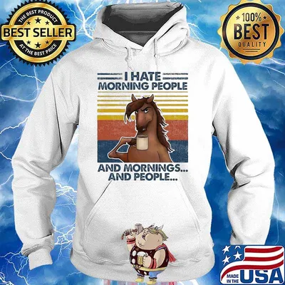 Horse I hate morning people and mornings and people Vintage retro s Hoodie