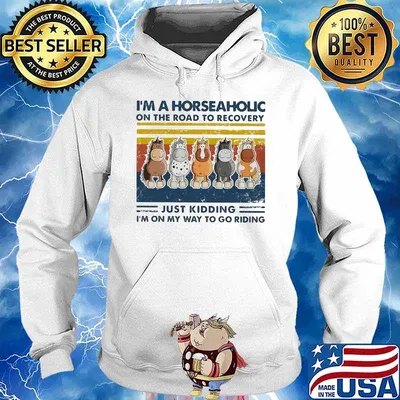 Horse I'm a horseaholic on the road to recovery just kidding I'm on my way to go riding Vintage retro s Hoodie