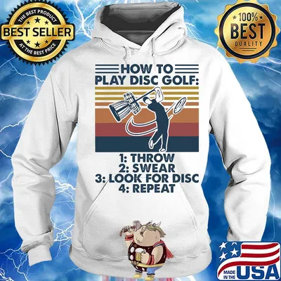 How to play disc golf throw swear look for disc repeat vintage retro white s Hoodie