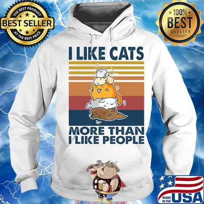 I like cats more than i like people vintage retro s Hoodie