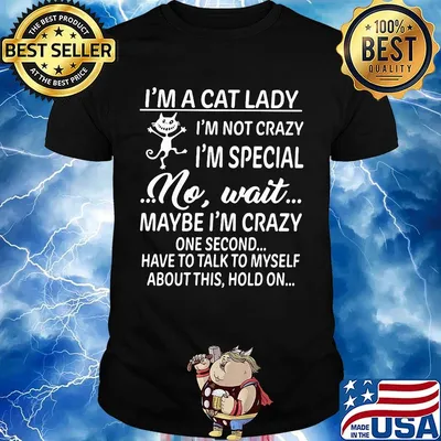I'm a cat lady i'm not crazy i'm special no wait maybe i'm crazy one second have to talk to myself about this hold on shirt