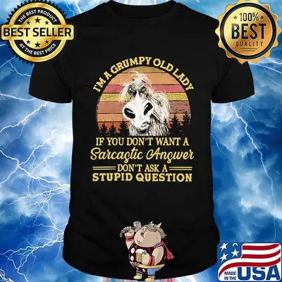 I'm A Grumpy Old Laday If You Don't Want A Sarcaftic Anfwer Don't Ask A Stupid Question Vintage Retro Shirt