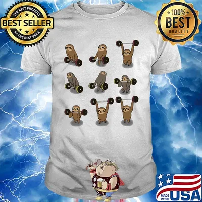 Image Of A Sloth Lifting Weights Shirt