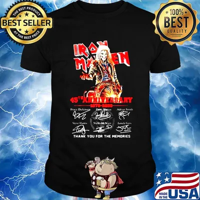 Iron maiden 45th anniversary 1975 2020 thank you for the memories signatures band shirt