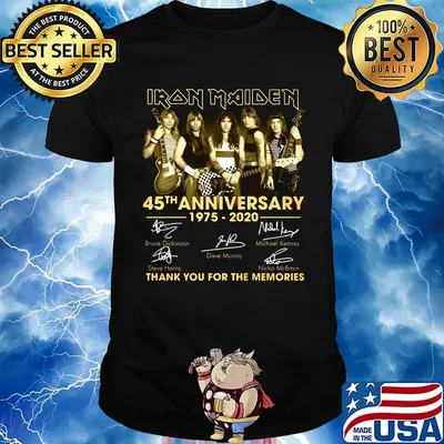 Iron maiden band 45th anniversary 1975 2020 thank you for the memories signatures guitar shirt