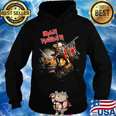 Iron maiden eddie the trooper british flag skeleton black s Hoodie