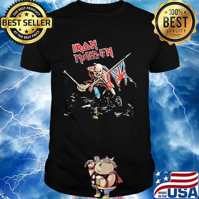 Iron maiden eddie the trooper british flag skeleton black shirt