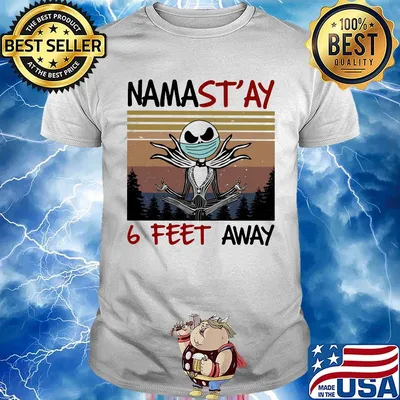 Jack skellington mask namastay 6 feet away vintage retro shirt