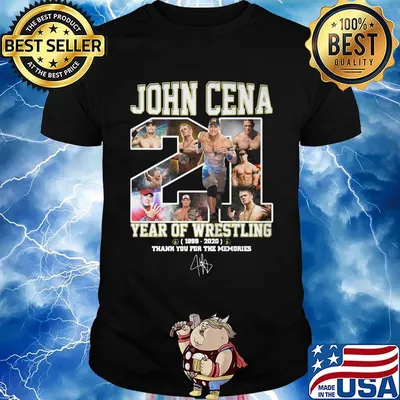John cena 21 year of wrestling 1989 2020 thank you for the memories signature shirt