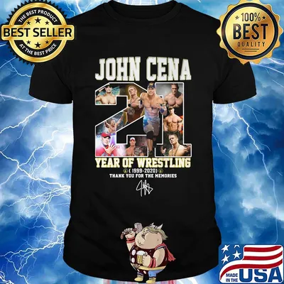 John cena 21 year of wrestling 1999 2020 thank you for the memories signature shirt