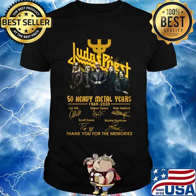 Judas priest 50 heavy metal years 1969 2020 thank you for the memories signatures shirt