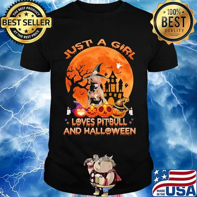 just a girl love pitbull and halloween shirt