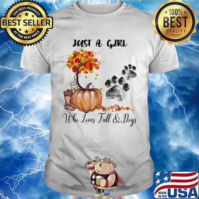 Just a girl who loves fall and dogs footprint tree pumpkin shirt