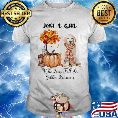 Just a girl who loves fall and golden retrivers tree pumpkin shirt