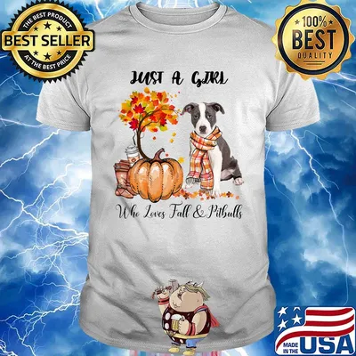 Just a girl who loves fall and pitbulls tree pumpkin shirt