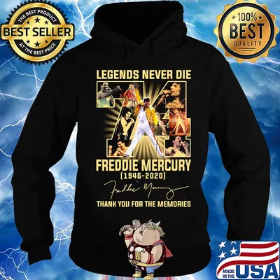 Legends never die 74 Freddie Mercury 1946-2020 thank you for the memories signature s Hoodie