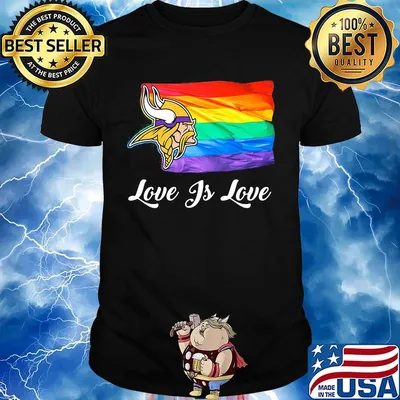 Lgbt flag minnesota vikings love is love football logo shirt