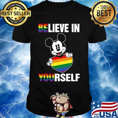 Lgbt mickey mouse hug heart believe in yourself shirt