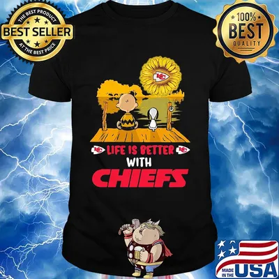Life is better with Chiefs snoopy and Chailer brown shirt