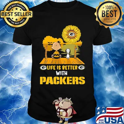 Life is better with Packers Sunflower snoopy and charlie brown shirt