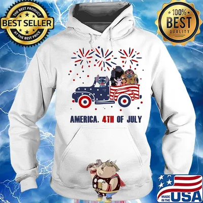 Lilo & stitch characters driving car firework america 4th of july independence day s Hoodie