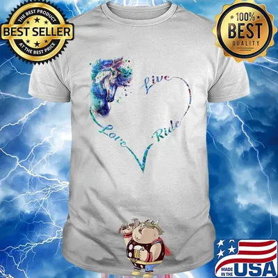 Live love ride horse color heart shirt