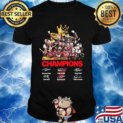 Liverpool football club 2019 2020 champions players signatures shirt