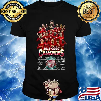 Liverpool football club team 2019 2020 champions signatures shirt