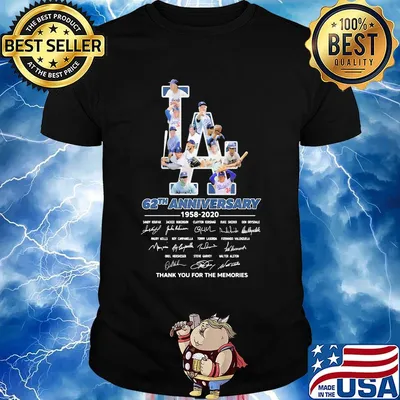Los angeles dodgers 62th anniversary 1958 2020 thank you for the memories signatures shirt