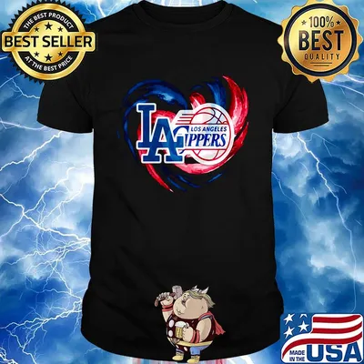 Los angeles dodgers and los angeles clippers heart color shirt