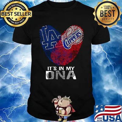 Los angeles dodgers and los angeles clippers its' in my dna heart shirt